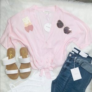 White and pink button up